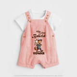 My First Bakrid Boy with Goat Celebration Personalized Baby dungaree - PEACH - 0 - 5 Months Old (Chest 18")