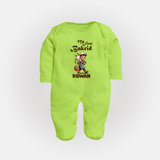 My First Bakrid Boy with Goat Celebration Personalized Baby Full Body Suit - LIME GREEN - New Born (Chest 7.5")