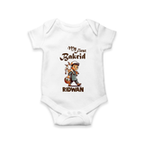 My First Bakrid Boy with Goat Celebration Personalized Baby Romper - WHITE - New Born (Chest 14")