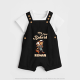 My First Bakrid Boy with Goat Celebration Personalized Baby dungaree - BLACK - 0 - 5 Months Old (Chest 18")
