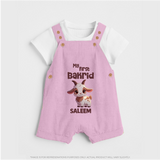 My First Bakrid Cute Goat Illustration Personalized Baby dungaree - BABY PINK - 0 - 5 Months Old (Chest 18")