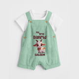 My First Bakrid Cute Goat Illustration Personalized Baby dungaree - MINT GREEN - 0 - 5 Months Old (Chest 18")