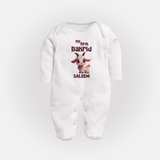 My First Bakrid Cute Goat Illustration Personalized Baby Full Body Suit - WHITE - New Born (Chest 7.5")