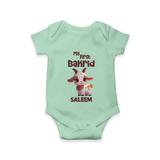 My First Bakrid Cute Goat Illustration Personalized Baby Romper - MINT GREEN - New Born (Chest 14")