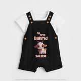 My First Bakrid Cute Goat Illustration Personalized Baby dungaree - BLACK - 0 - 5 Months Old (Chest 18")