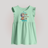My First Eid with Ammi & Abbu Prayer Theme Personalized Baby Baby Frock - MINT GREEN - 0 - 3 Months Old (Chest 17")
