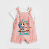 My First Eid with Ammi & Abbu Prayer Theme Personalized Baby dungaree - PEACH - 0 - 5 Months Old (Chest 18")