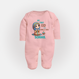 My First Eid with Ammi & Abbu Prayer Theme Personalized Baby Full Body Suit - BABY PINK - New Born (Chest 7.5")