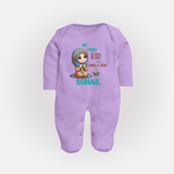 My First Eid with Ammi & Abbu Prayer Theme Personalized Baby Full Body Suit - LILAC - New Born (Chest 7.5")