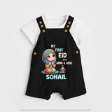 My First Eid with Ammi & Abbu Prayer Theme Personalized Baby dungaree - BLACK - 0 - 5 Months Old (Chest 18")