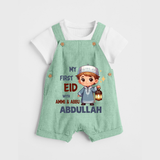 My First Eid with Ammi & Abbu Lantern Boy Personalized Baby dungaree - MINT GREEN - 0 - 5 Months Old (Chest 18")