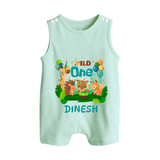 1 Month Baby Romper Suit/ Sleeveless Romper | Custom Name Romper Suit/ Sleeveless Romper | Soft Cotton - MINT GREEN - 0 - 5 Months Old (Chest 18")