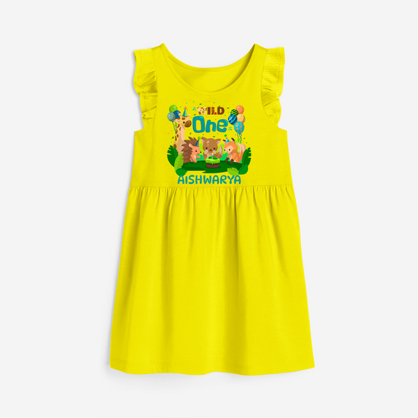 Celebrate The 1st Birthday "Wild One" with Personalized Frock - YELLOW - 0 - 6 Months Old (Chest 18")