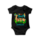 1 Month Baby Bodysuit | Custom Name Romper | Soft Cotton Onesie - BLACK - New Born (Chest 14")