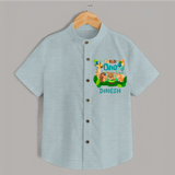 1 Month Baby Shirt | Custom Name Shirt | Soft Cotton - ARCTIC BLUE - 0 - 6 Months Old (Chest 23")