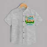 1 Month Baby Shirt | Custom Name Shirt | Soft Cotton - GREY - 0 - 6 Months Old (Chest 23")