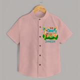 1 Month Baby Shirt | Custom Name Shirt | Soft Cotton - PEACH - 0 - 6 Months Old (Chest 23")