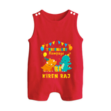 Newborn Romper Suit/ Sleeveless Romper for 3 Month | Customizable Romper Suit/ Sleeveless Romper | Ideal for Celebrations - RED - 0 - 5 Months Old (Chest 18")