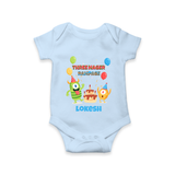 Baby Milestone Romper | Custom 3 Month Onesie | Soft, Skin-Friendly Cotton - BABY BLUE - New Born (Chest 14")
