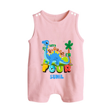 Baby Milestone Romper Suit/ Sleeveless Romper | Custom 4 Month Romper Suit/ Sleeveless Romper | Soft, Skin-Friendly Cotton - BABY PINK - 0 - 5 Months Old (Chest 18")