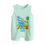 Baby Milestone Romper Suit/ Sleeveless Romper | Custom 4 Month Romper Suit/ Sleeveless Romper | Soft, Skin-Friendly Cotton - MINT GREEN - 0 - 5 Months Old (Chest 18")