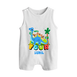 Baby Milestone Romper Suit/ Sleeveless Romper | Custom 4 Month Romper Suit/ Sleeveless Romper | Soft, Skin-Friendly Cotton - WHITE - 0 - 5 Months Old (Chest 18")