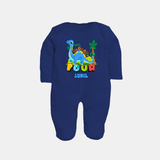 Baby Milestone Full Sleeve Bodysuit/ Sleep Suit/ Jumpsuit | Custom 4 Month Full Sleeve Bodysuit/ Sleep Suit/ Jumpsuit | Soft, Skin-Friendly Cotton - NAVY BLUE - New Born (Chest 7.5")