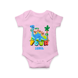 Baby Milestone Romper | Custom 4 Month Onesie | Soft, Skin-Friendly Cotton - BABY PINK - New Born (Chest 14")