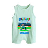 Baby Milestone Romper Suit/ Sleeveless Romper | Custom 6 Month Romper Suit/ Sleeveless Romper | Soft, Skin-Friendly Cotton - MINT GREEN - 0 - 5 Months Old (Chest 18")