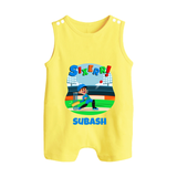 Baby Milestone Romper Suit/ Sleeveless Romper | Custom 6 Month Romper Suit/ Sleeveless Romper | Soft, Skin-Friendly Cotton - PASTEL YELLOW - 0 - 5 Months Old (Chest 18")