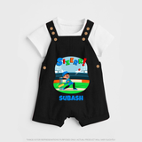 Baby Milestone Dungaree Set | Custom 6 Month Dungaree Set | Soft, Skin-Friendly Cotton - BLACK - 0 - 5 Months Old (Chest 18")