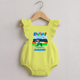 Baby Milestone Romper Frock | Custom 6 Month Romper Frock | Soft, Skin-Friendly Cotton - PASTEL YELLOW - 0 - 3 Months Old (Chest 19")