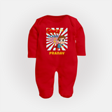 Newborn Full Sleeve Bodysuit/ Sleep Suit/ Jumpsuit for 7 Month | Customizable Full Sleeve Bodysuit/ Sleep Suit/ Jumpsuit | Ideal for Celebrations - RED - New Born (Chest 7.5")