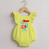 Baby Milestone Romper Frock | Custom 7 Month Romper Frock | Soft, Skin-Friendly Cotton - PASTEL YELLOW - 0 - 3 Months Old (Chest 19")
