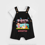 Baby Milestone Dungaree Set | Custom 8 Month Dungaree Set | Soft, Skin-Friendly Cotton - BLACK - 0 - 5 Months Old (Chest 18")