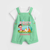 Baby Milestone Dungaree Set | Custom 8 Month Dungaree Set | Soft, Skin-Friendly Cotton - GREEN - 0 - 5 Months Old (Chest 18")