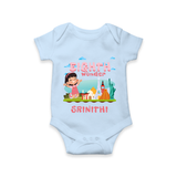 Baby Milestone Romper | Custom 8 Month Onesie | Soft, Skin-Friendly Cotton - BABY BLUE - New Born (Chest 14")