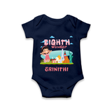 Baby Milestone Romper | Custom 8 Month Onesie | Soft, Skin-Friendly Cotton - NAVY BLUE - New Born (Chest 14")