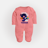 Newborn Full Sleeve Bodysuit/ Sleep Suit/ Jumpsuit/Full Sleeve Bodysuit/ Sleep Suit/ Jumpsuit for 9 Month | Customizable Full Sleeve Bodysuit/ Sleep Suit/ Jumpsuit | Ideal for Celebrations - PEACH - New Born (Chest 7.5")