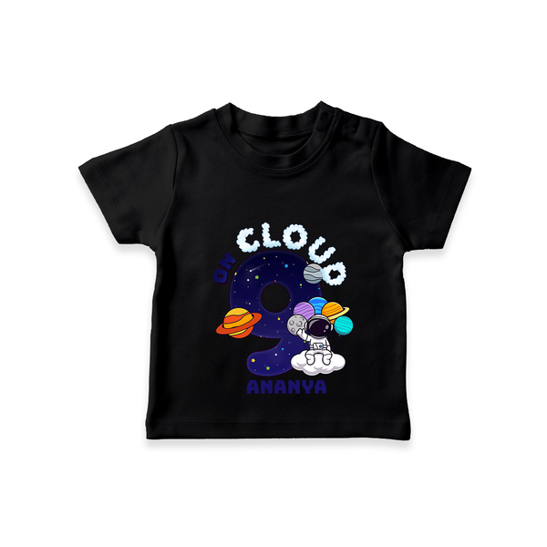 Celebrate The 9th Birthday "On Cloud Nine" with Personalized T-Shirt - BLACK - 1 - 2 Years Old (Chest 20")