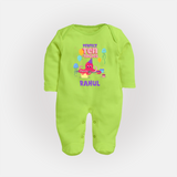 Newborn Full Sleeve Bodysuit/ Sleep Suit/ Jumpsuit for 10 Month | Customizable Full Sleeve Bodysuit/ Sleep Suit/ Jumpsuit | Ideal for Celebrations - LIME GREEN - New Born (Chest 7.5")