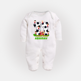 Newborn Full Sleeve Bodysuit/ Sleep Suit/ Jumpsuit for 11 Month | Customizable Full Sleeve Bodysuit/ Sleep Suit/ Jumpsuit | Ideal for Celebrations - WHITE - New Born (Chest 7.5")