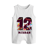 Newborn Romper Suit/ Sleeveless Romper for 1 Year | Customizable Romper Suit/ Sleeveless Romper | Ideal for Celebrations - WHITE - 0 - 5 Months Old (Chest 18")