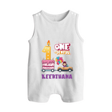 Baby Dress for 1 Month | Custom Print Romper Suit/ Sleeveless Romper | Ideal Gift - WHITE - 0 - 5 Months Old (Chest 18")