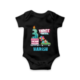 Celebrate 3 Month with Custom Romper | Personalized Newborn Outfit | Soft Cotton Comfort - BLACK - New Born (Chest 14")