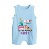 Monthly Milestone Baby Romper Suit/ Sleeveless Romper -3rd Month | Personalized Print | Cute & Comfortable - BABY BLUE - 0 - 5 Months Old (Chest 18")