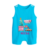 Monthly Milestone Baby Romper Suit/ Sleeveless Romper -3rd Month | Personalized Print | Cute & Comfortable - SKY BLUE - 0 - 5 Months Old (Chest 18")