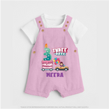 Monthly Milestone Baby Dungaree Set -3rd Month | Personalized Print | Cute & Comfortable - BABY PINK - 0 - 5 Months Old (Chest 18")