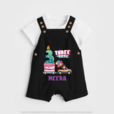 Monthly Milestone Baby Dungaree Set -3rd Month | Personalized Print | Cute & Comfortable - BLACK - 0 - 5 Months Old (Chest 18")