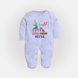Monthly Milestone Baby Full Sleeve Bodysuit/ Sleep Suit/ Jumpsuit -3rd Month | Personalized Print | Cute & Comfortable - BABY BLUE - New Born (Chest 7.5")